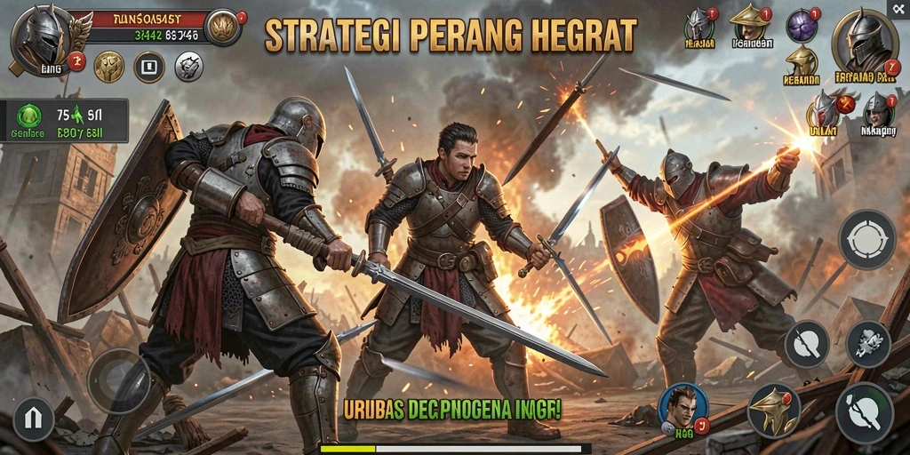 Screenshot gameplay <strong>3446</strong> menampilkan aksi pertempuran yang sengit.