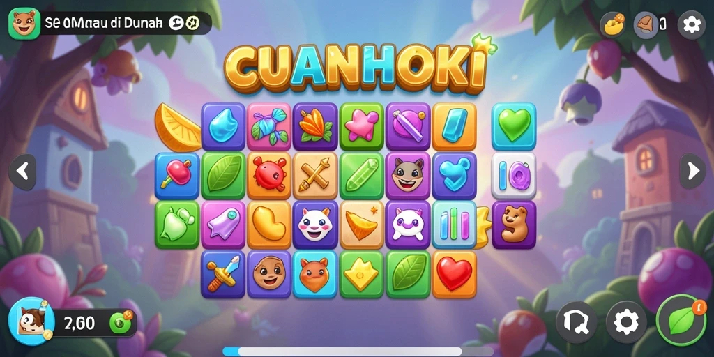 Tampilan menarik dari gameplay seru Match-3 di CUANHOKI.