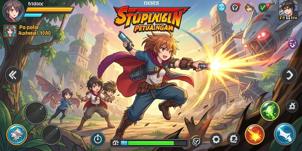 Tampilan gameplay F7F7 dengan karakter anime yang dinamis.