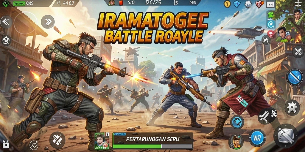 Tangkapan layar gameplay seru IRAMATOGEL dengan aksi bertempur yang intens.