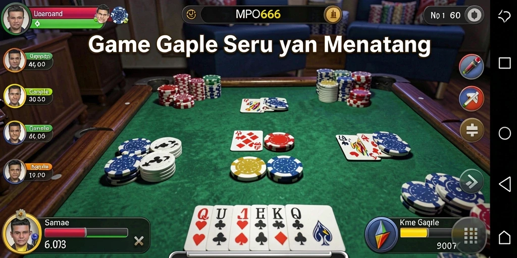 Screenshot MPO666 menunjukkan gameplay Gaple yang seru dan interaktif.