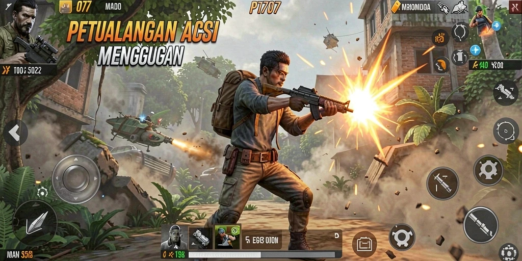 Tampilan aksi mendebarkan dalam gameplay PT707