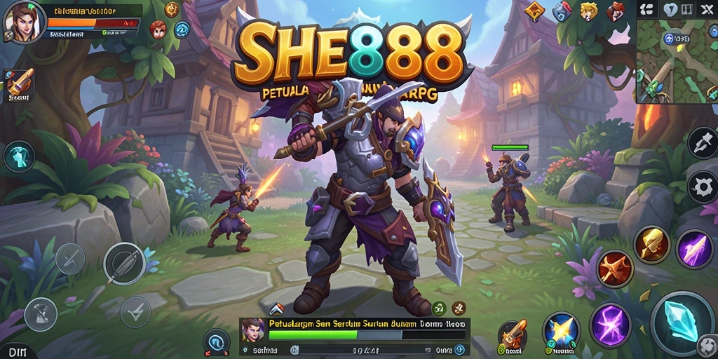 Tampilan mendebarkan dari gameplay ARPG di SHE888 dengan karakter beraksi.