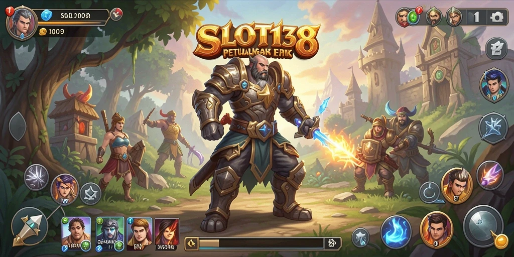 Tangkapan layar gameplay SLOT138 yang menampilkan aksi pertempuran epik.