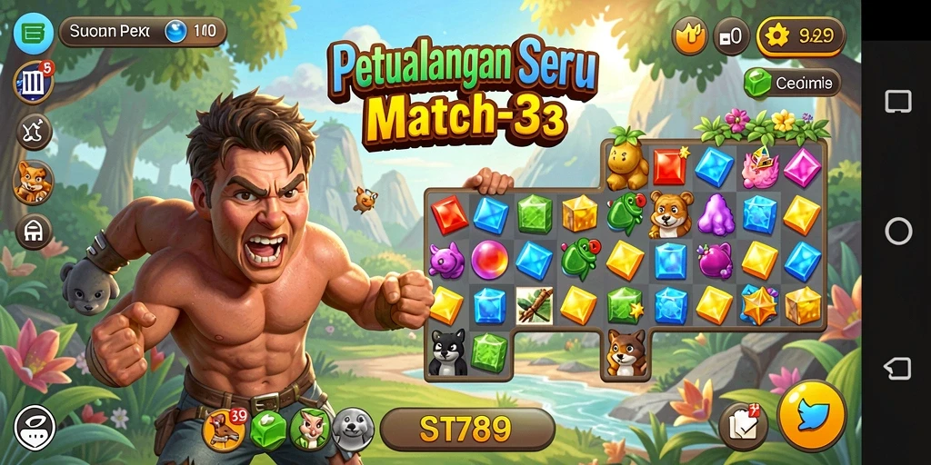 Tampilan menarik dalam permainan Match-3 ST789 yang penuh warna.