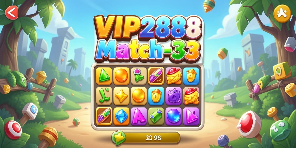 Tampilan gameplay seru dalam permainan Match-3 VIP288.